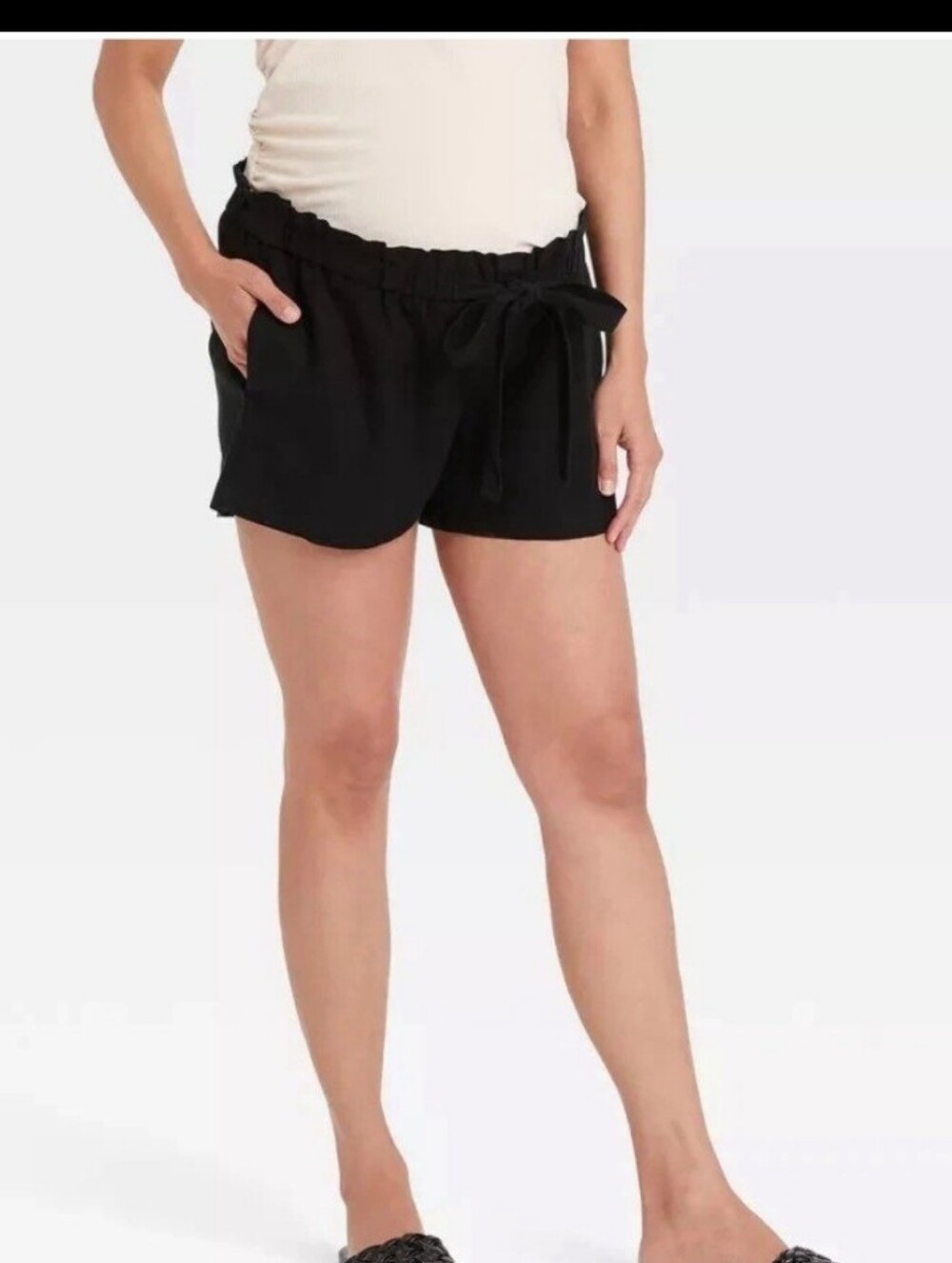 Under Belly Maternity Linen Shorts Isabel Maternity by Ingrid & Isabel Black XXL